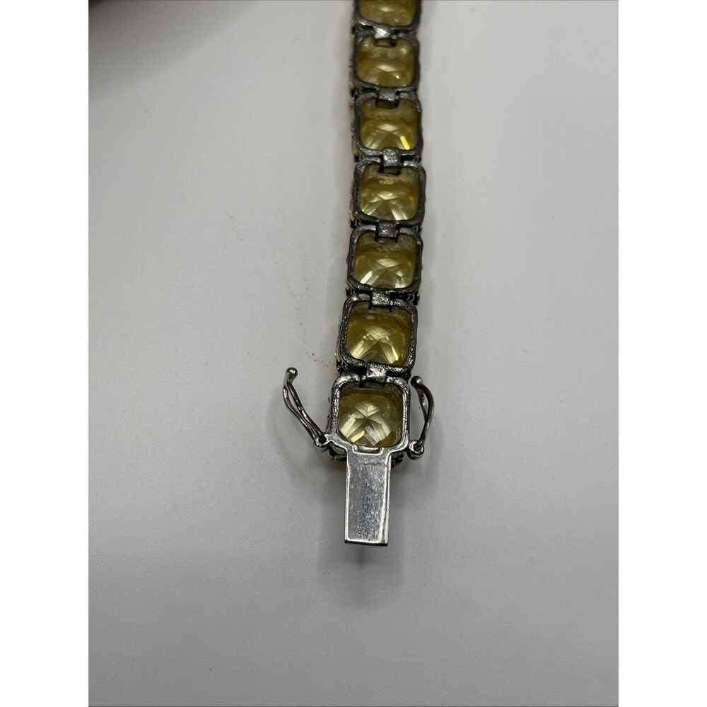 Park Lane Signature Bracelet 7.5” Gold Silver Two Tone CZ Golden Topaz NOTE WEAR - Picture 14 of 16